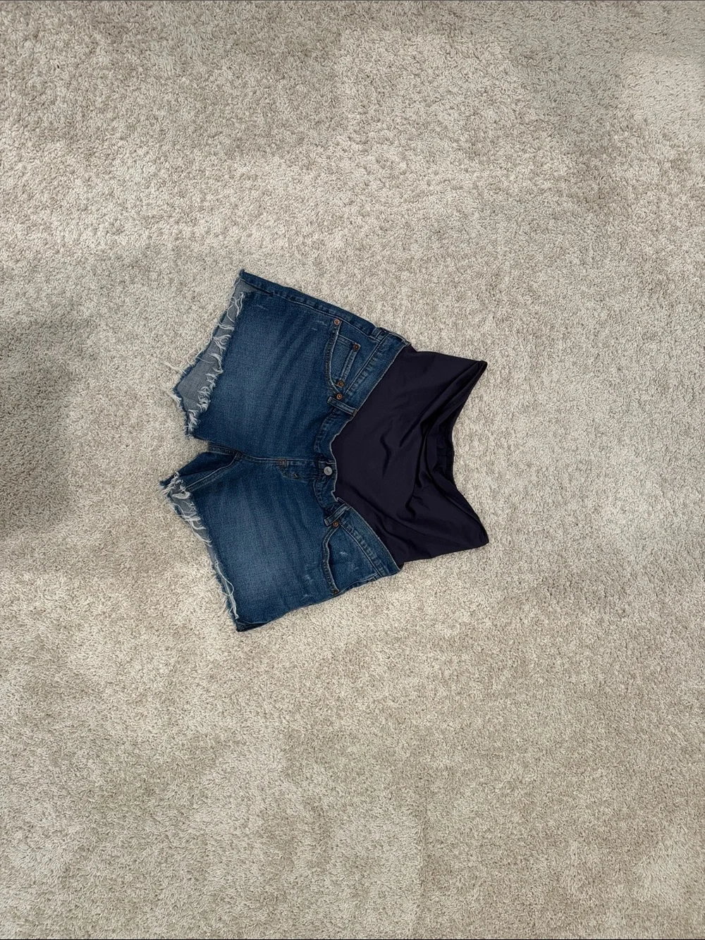 Maternity Denim Shorts with Black Stretch Panel